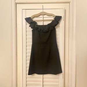 French Connection black ruffled off the shoulder dress